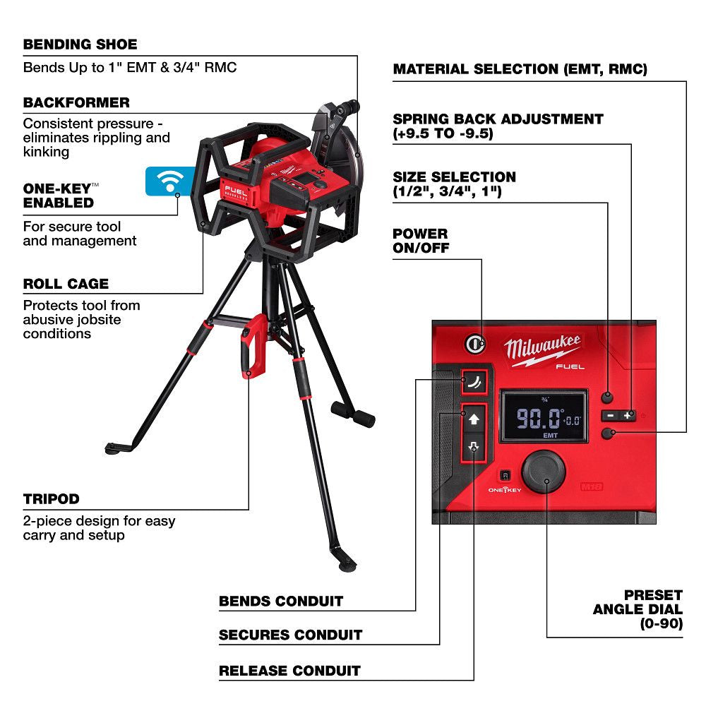Milwaukee 5150-20, M18 FUEL™ BRANCH CONDUIT BENDER w/ AUTO-ZERO™
