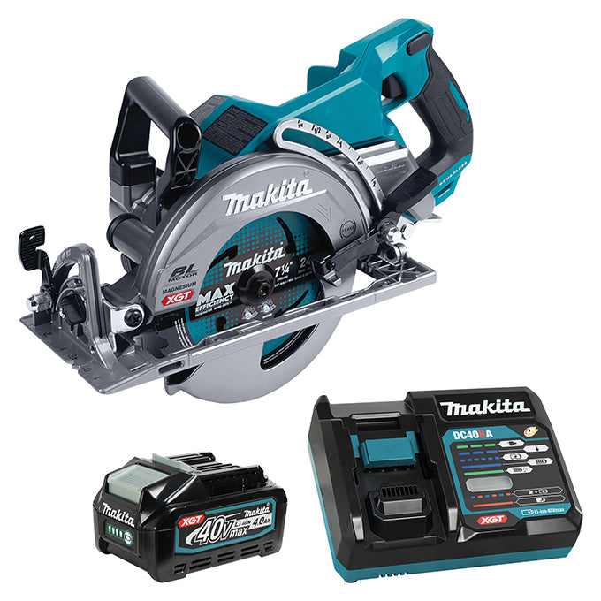 Makita RS001GM101, 40V MAX XGT Li-Ion Brushless 7-1/4" Rear-Handle Circular Saw Kit (4.0AH X1)