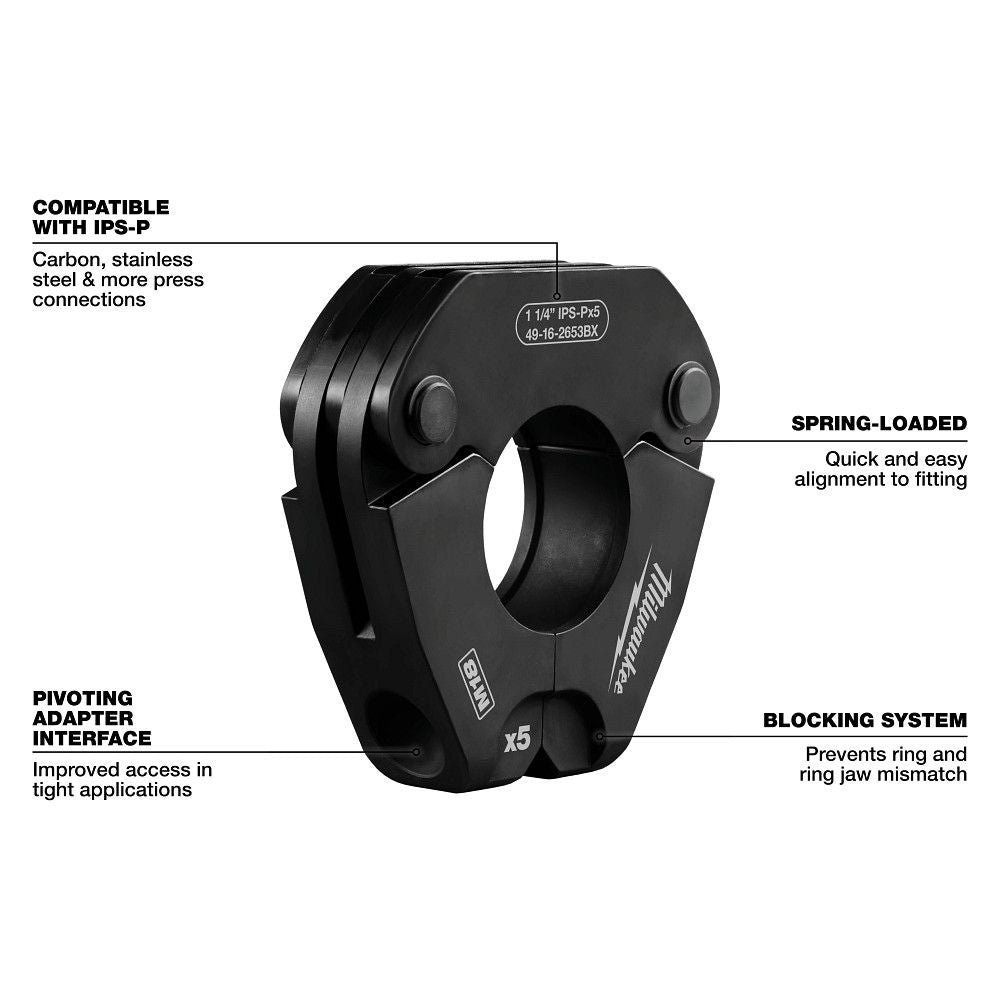 Milwaukee 49-16-2683, 1/2" - 2" IPS-P Jaw & Pivoting Ring Kit for M18 FORCE LOGIC Press Tools