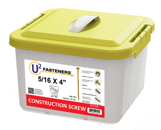 U2 Fasteners S20104000B, Construction Screw 5/16 X 4" (400/pkg)