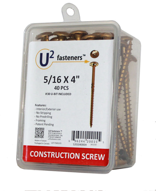 U2 Fasteners S20104000H, Construction Screw 5/16 X 4" (40/pkg)