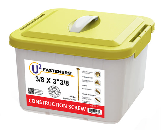 U2 Fasteners S22103375B, Construction Screw 3/8 X 3-3/8" (300/pkg)