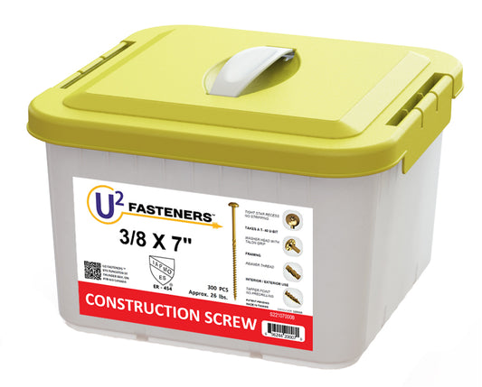U2 Fasteners S22107000B, Construction Screw 3/8 X 7" (300/pkg)