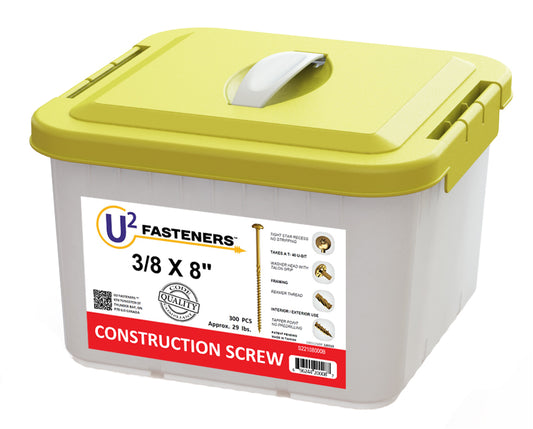 U2 Fasteners S22108000B, Construction Screw 3/8 X 8" (300/pkg)