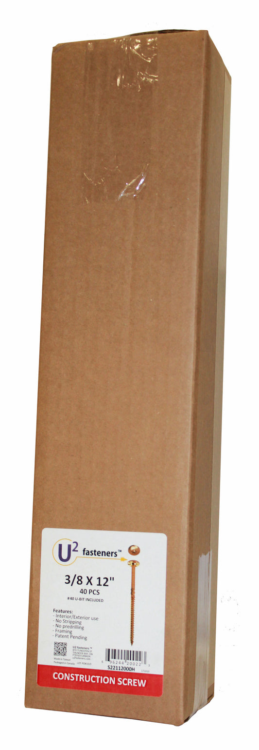 U2 Fasteners S22112000H, Construction Screw 3/8 X 12" (40/pkg)