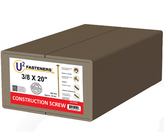 U2 Fasteners S22120000B, Construction Screw 3/8 X 20" (100/pkg)