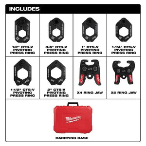 Milwaukee 49-16-2692X, 1/2" - 2" CTS-V Pivoting Press Ring Kit for M18™ FORCE LOGIC™ Press Tools