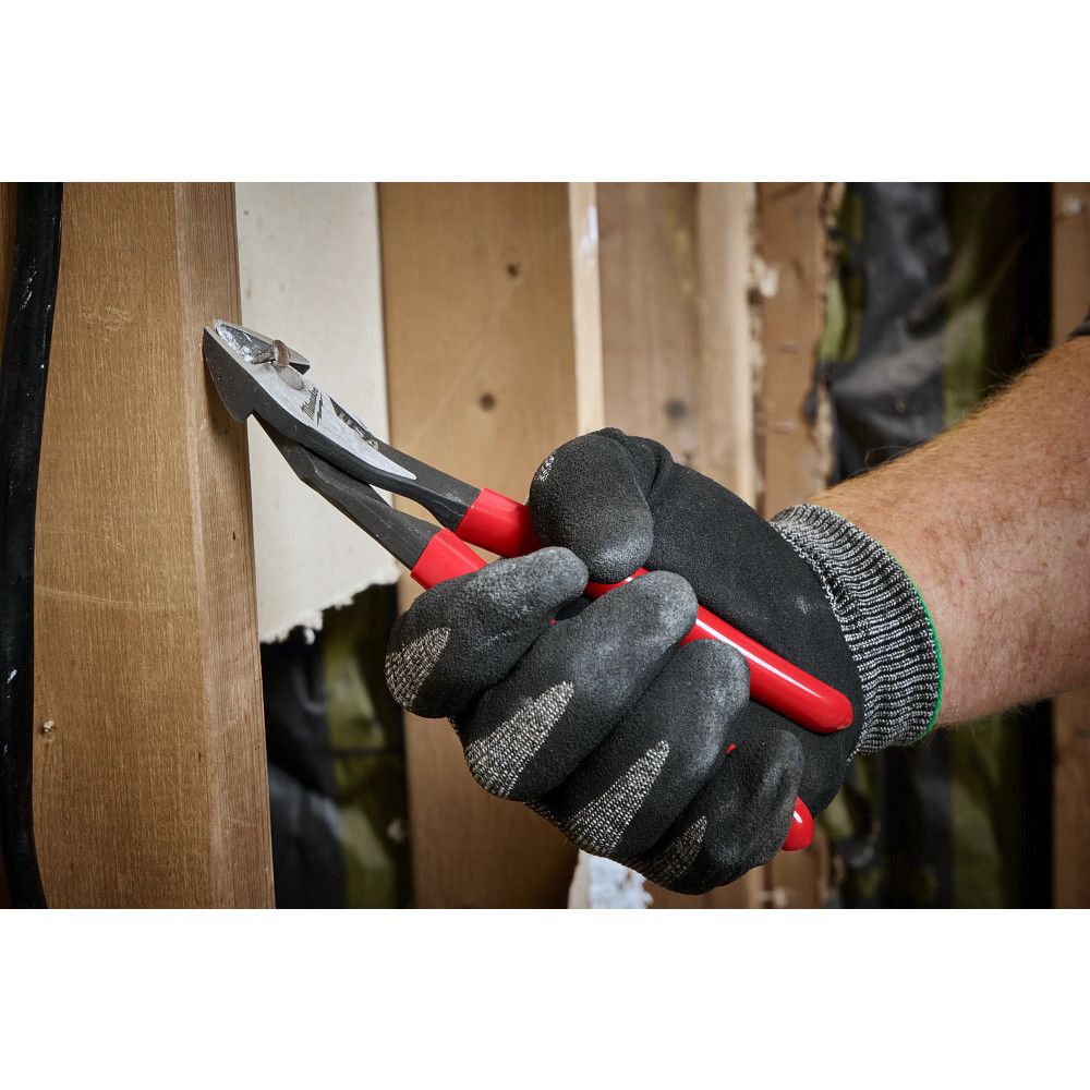 Milwaukee MT508A, 8" Angled Head Diagonal Dipped Grip Cutting Pliers (USA)