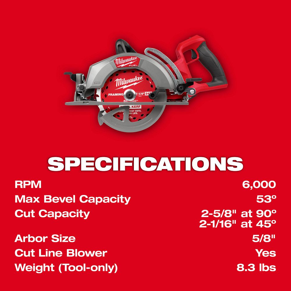 Milwaukee 2930-20, M18 FUEL™ 7-1/4" Rear Handle Circular Saw