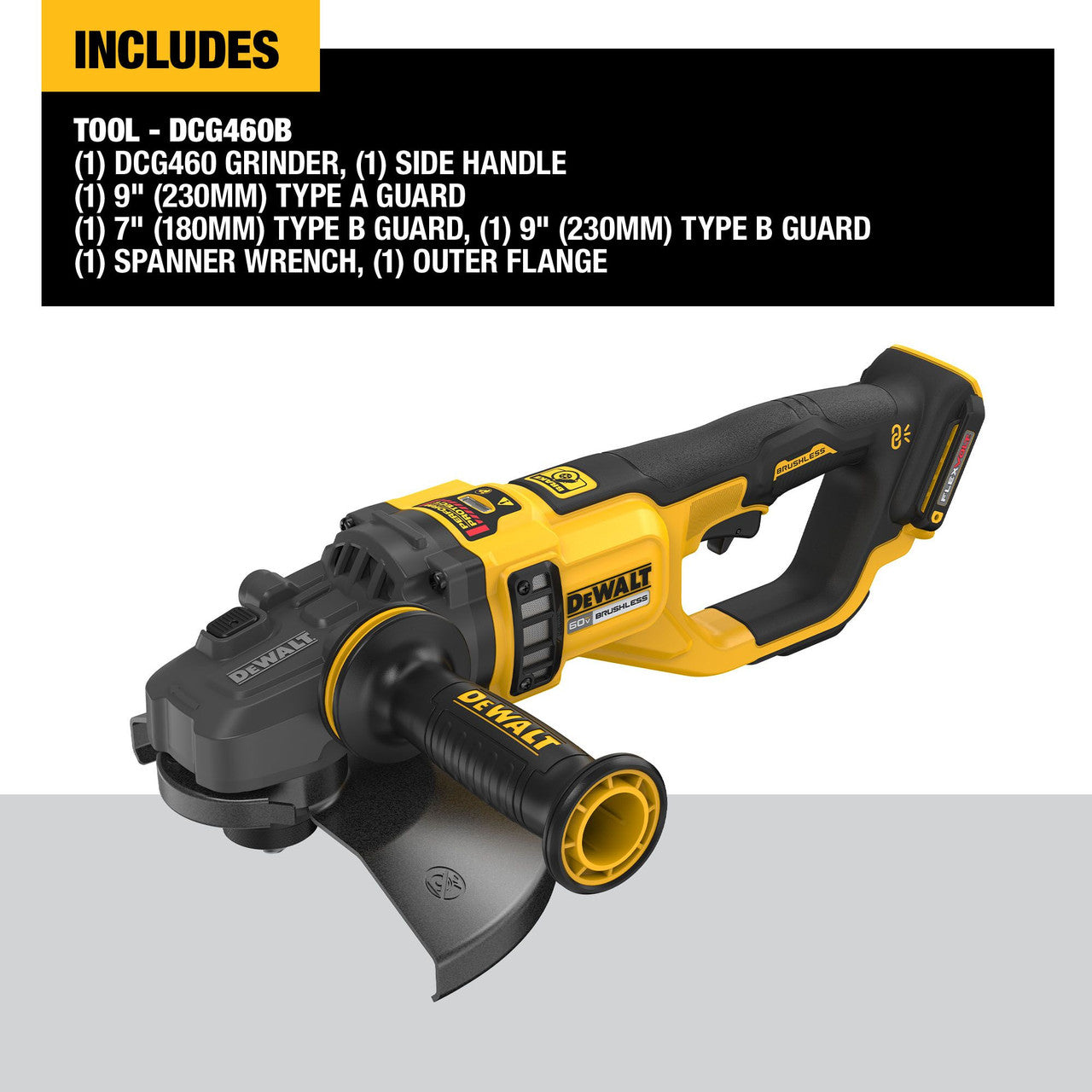 DEWALT DCG460B, 60V Max 7 "-9" Large Angle Grinder (Tool Only)