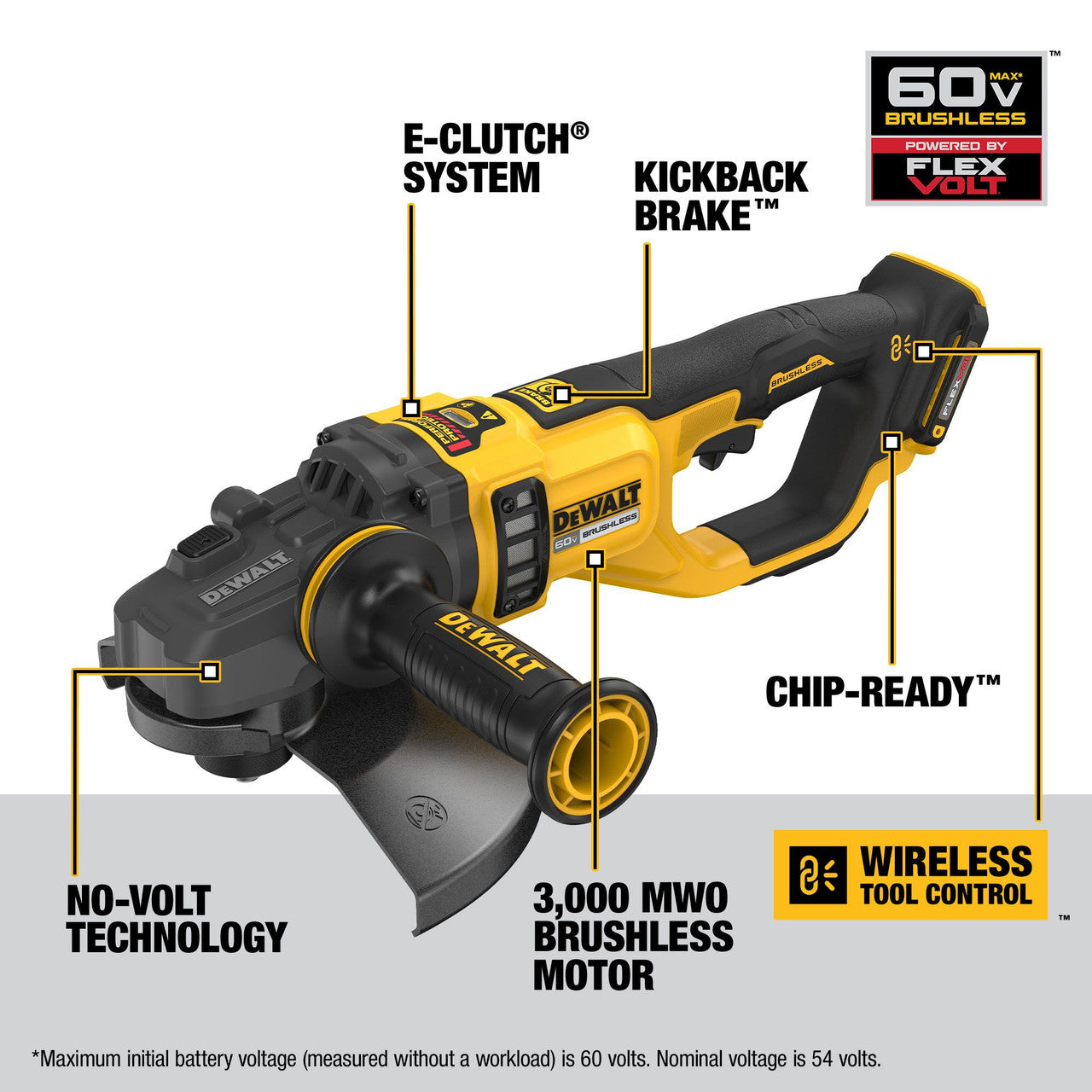 DEWALT DCG460B, 60V Max 7 "-9" Large Angle Grinder (Tool Only)