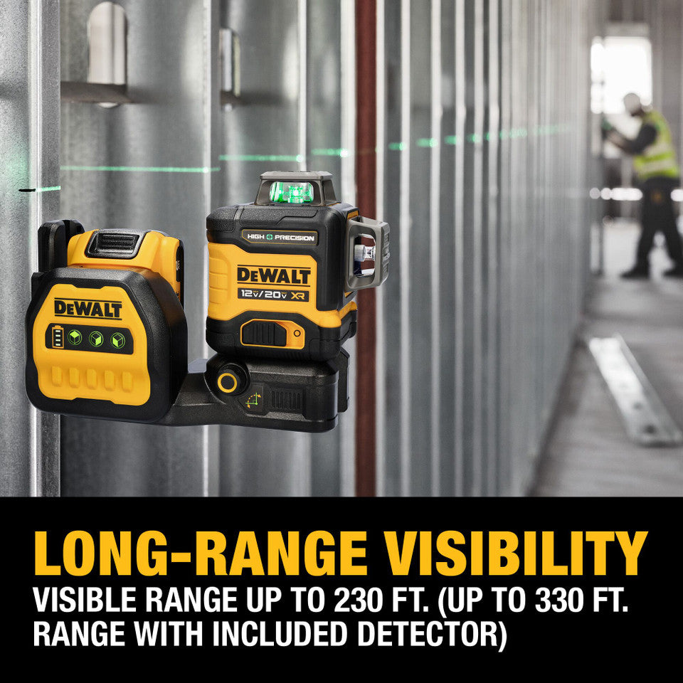 DEWALT DCLE34033D1, 20V Max XR 3 X 360° High Precision Green Laser