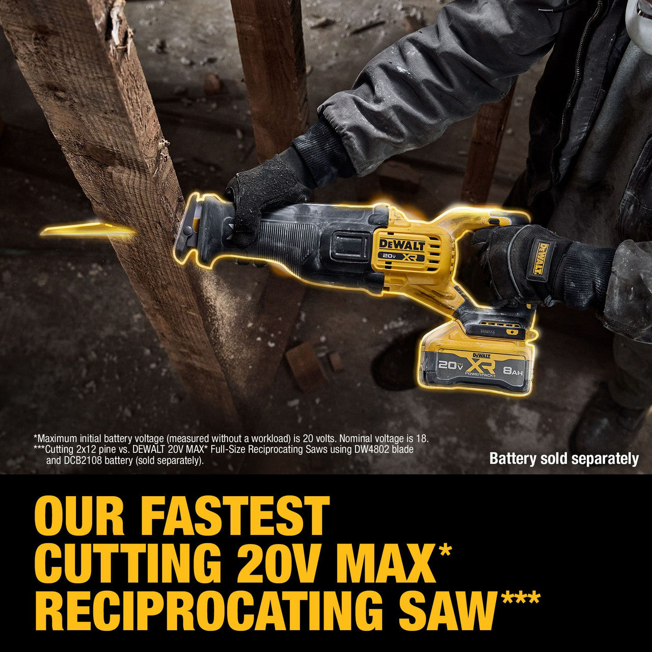 DEWALT DCS384B, 20V MAX* XR® BRUSHLESS CORDLESS RECIPROCATING SAW (TOOL ONLY)