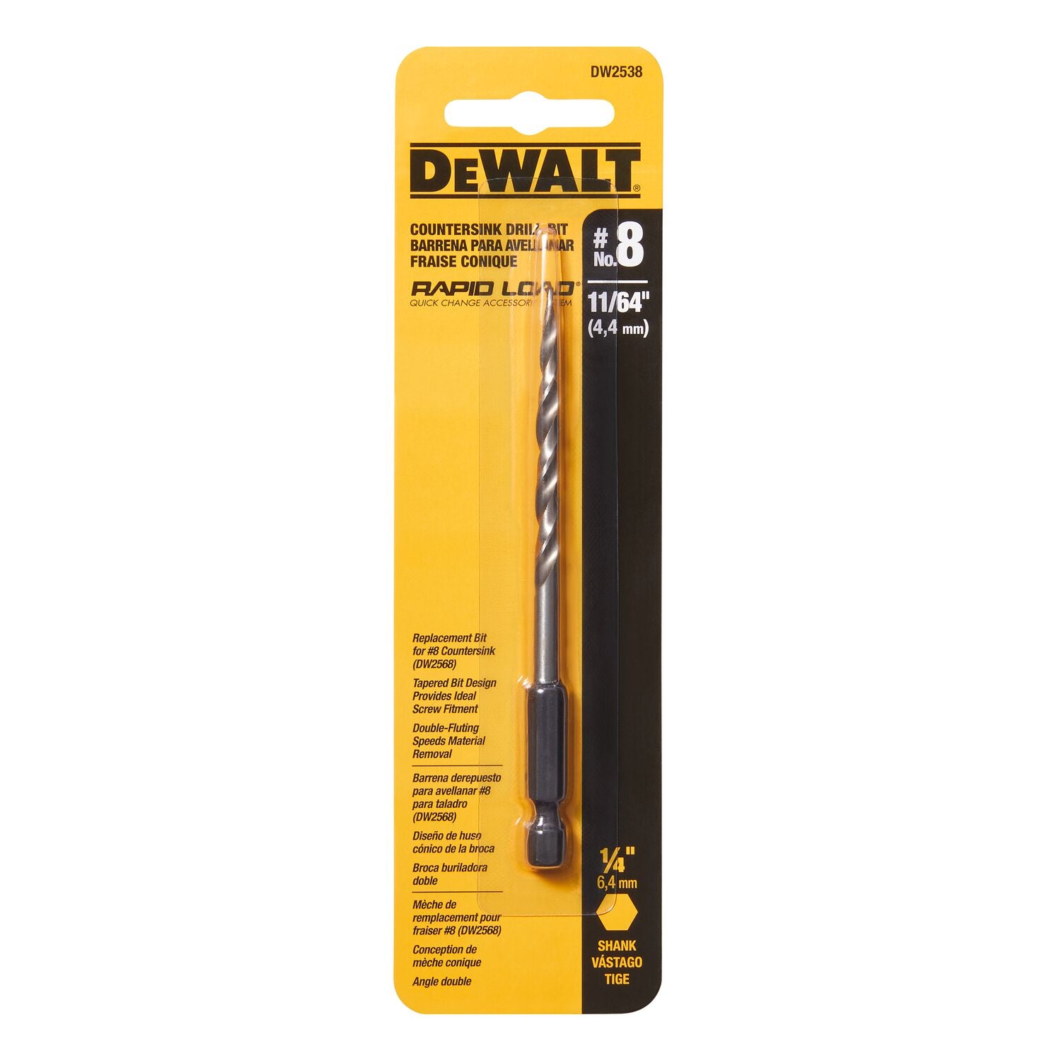 DEWALT DW2568, #8 Countersink with 11/64'' Drill Bit