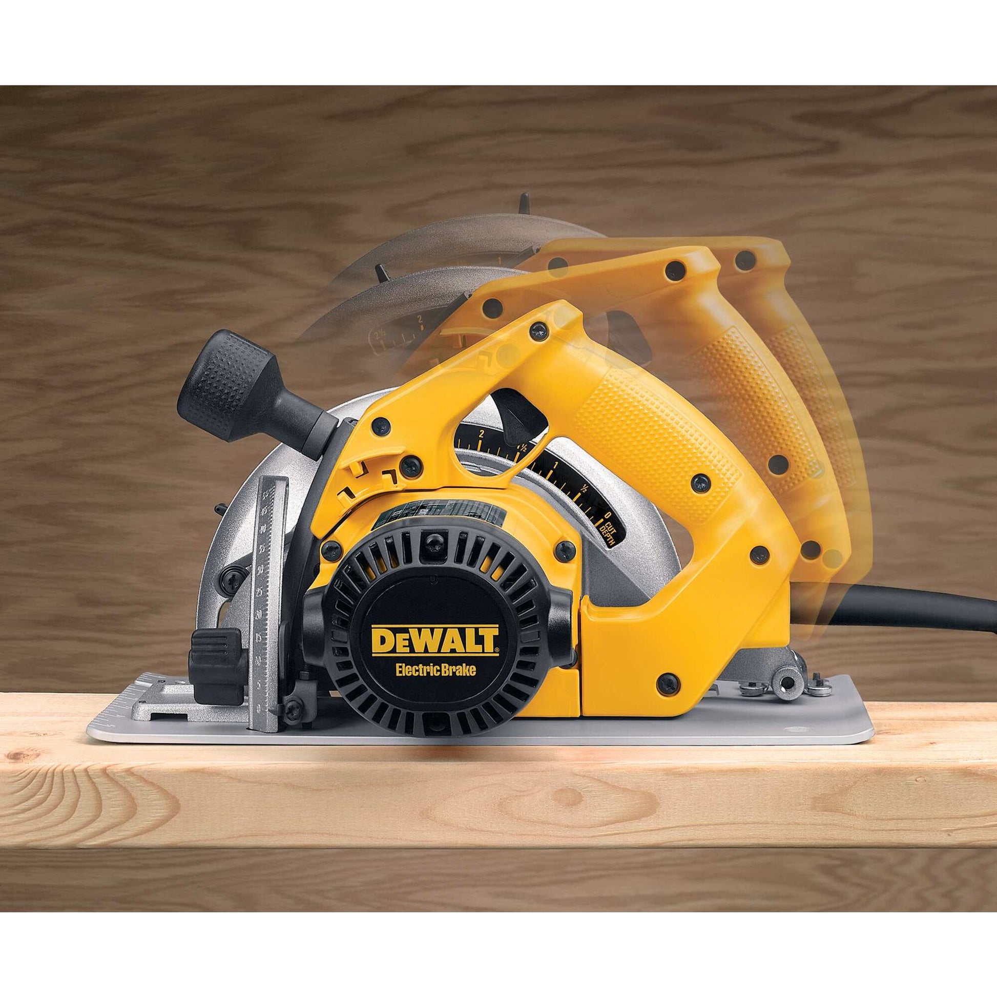 DEWALT DW364, 7-1/4'' (182mm) Circular Saw w/Rear Pivot Depth of Cut Adjustment & Electric Brake