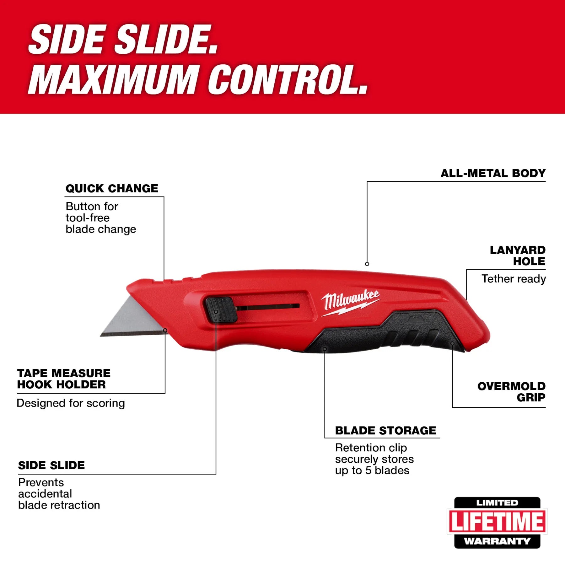 Milwaukee 48-22-1515, Side Sliding Utility Knife