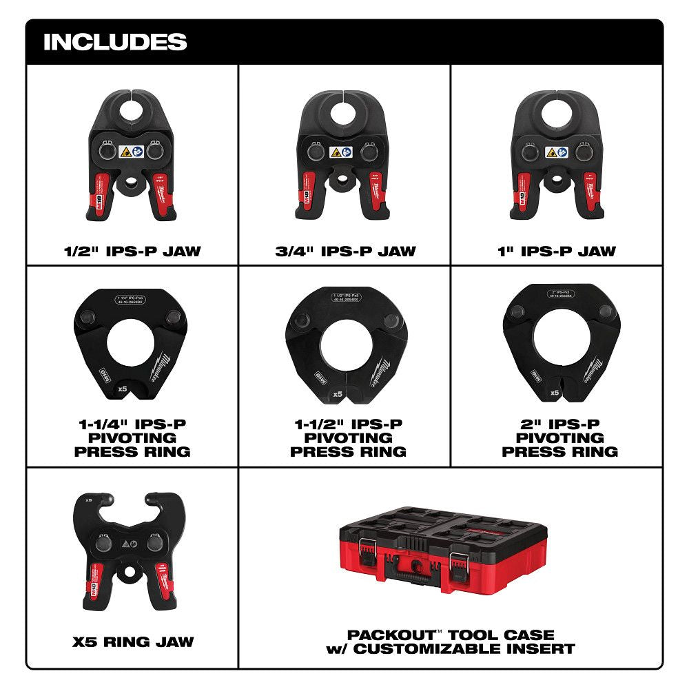 Milwaukee 49-16-2683, 1/2" - 2" IPS-P Jaw & Pivoting Ring Kit for M18 FORCE LOGIC Press Tools