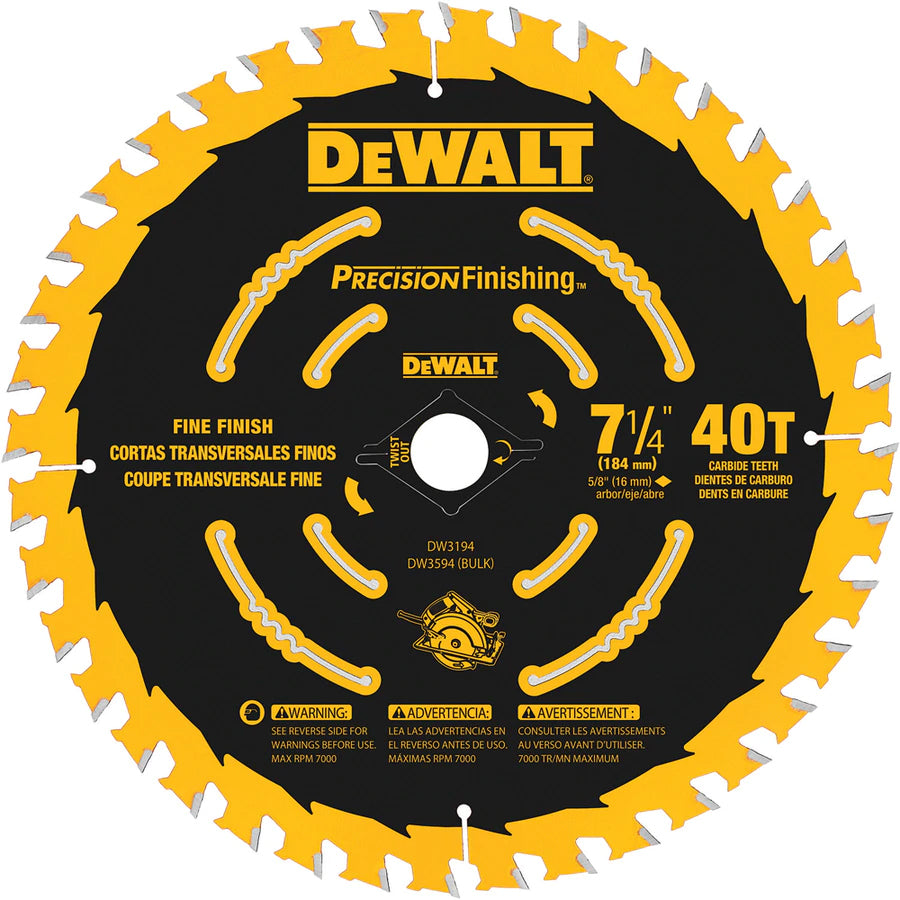 DEWALT DW3594B10, 7-1/4'' 40T Precision Finishing Saw Blade