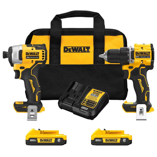 DEWALT DCK225D2, 20V MAX ATOMIC Brushless Compact 1/2in Drill Driver and Impact Driver 2-Tool Combo Kit