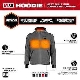 Milwaukee M200G-21, M12 GRAY HEATED HOODIE KIT