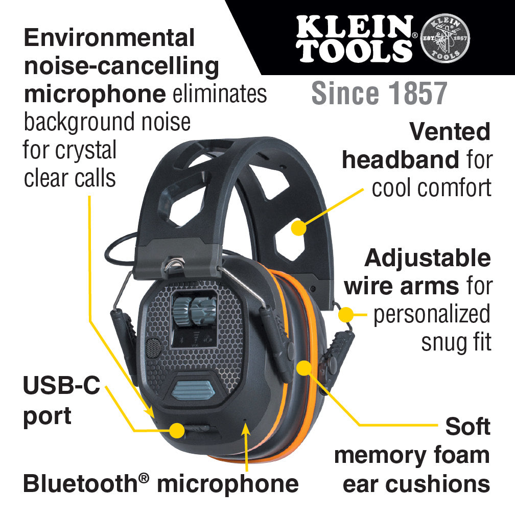 Klein Tools AESEM1S, Situational Awareness Bluetooth® Earmuffs
