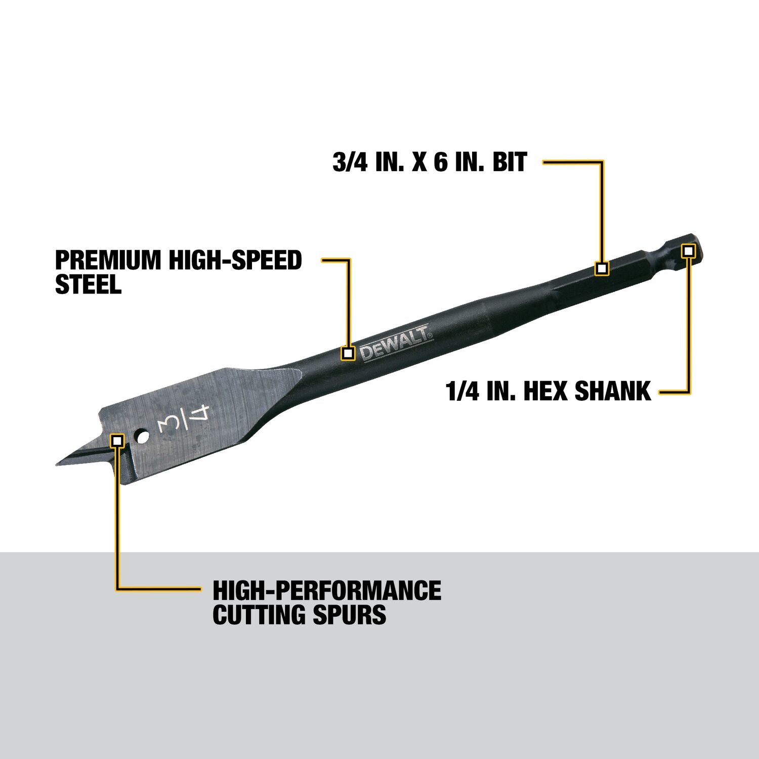 DEWALT DW1578, 3/4'' x 6'' Heavy Duty Spade Bit