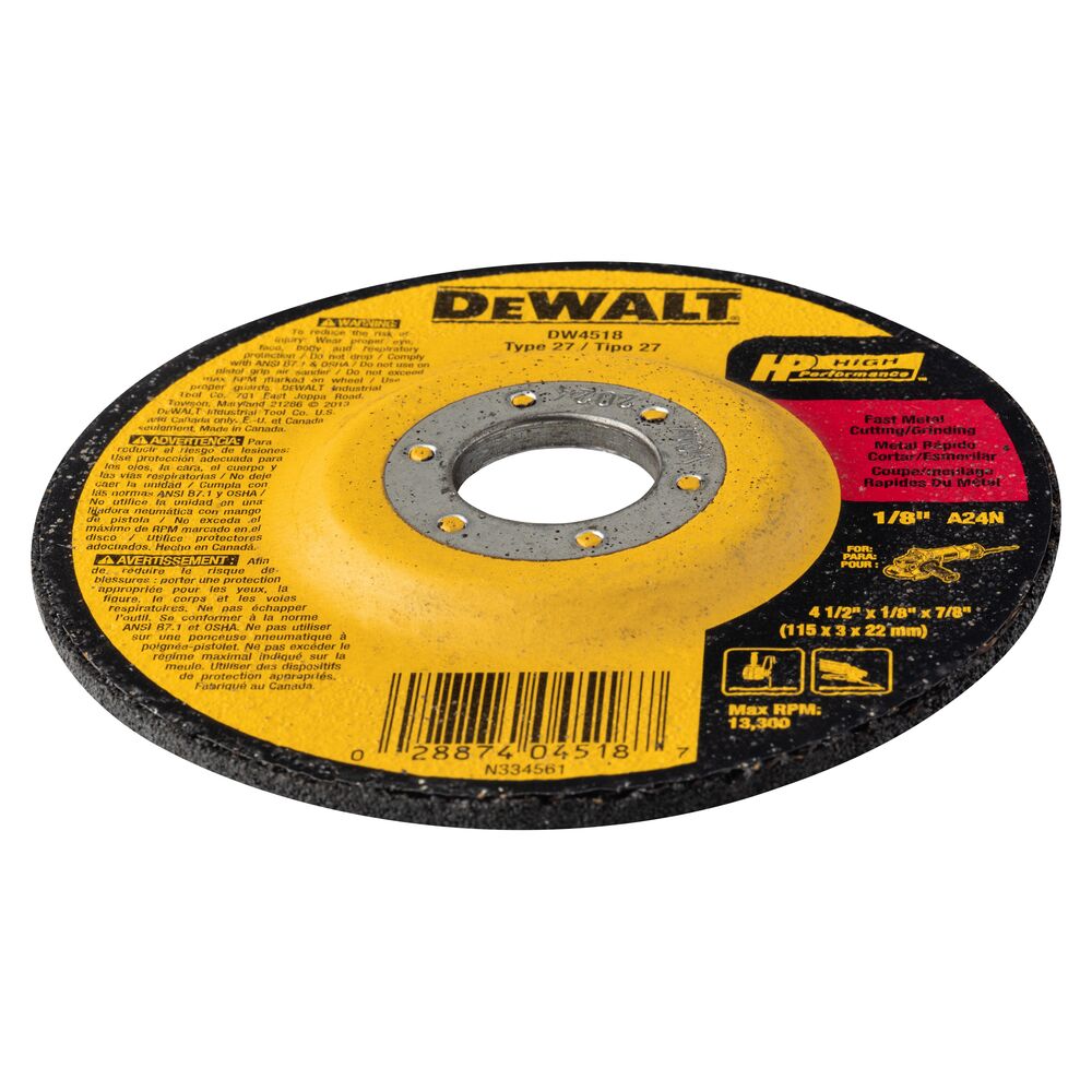 DeWalt DW4518, 4-1/2'' X 1/8'' Metal Cutting Wheel