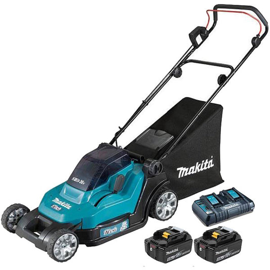 Makita DLM432CT2, 18V x 2 LXT 17" Lawn Mower Kit (5.0 Ah X2)