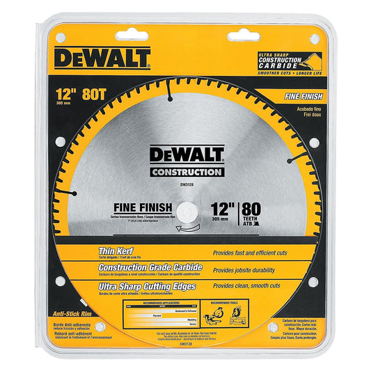 DEWALT DW3128, 12" 80T Fine Finish Saw Blade