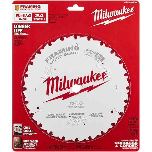 Milwaukee 48-40-0820, 8-1/4" 24T Framing Circular Saw Blade