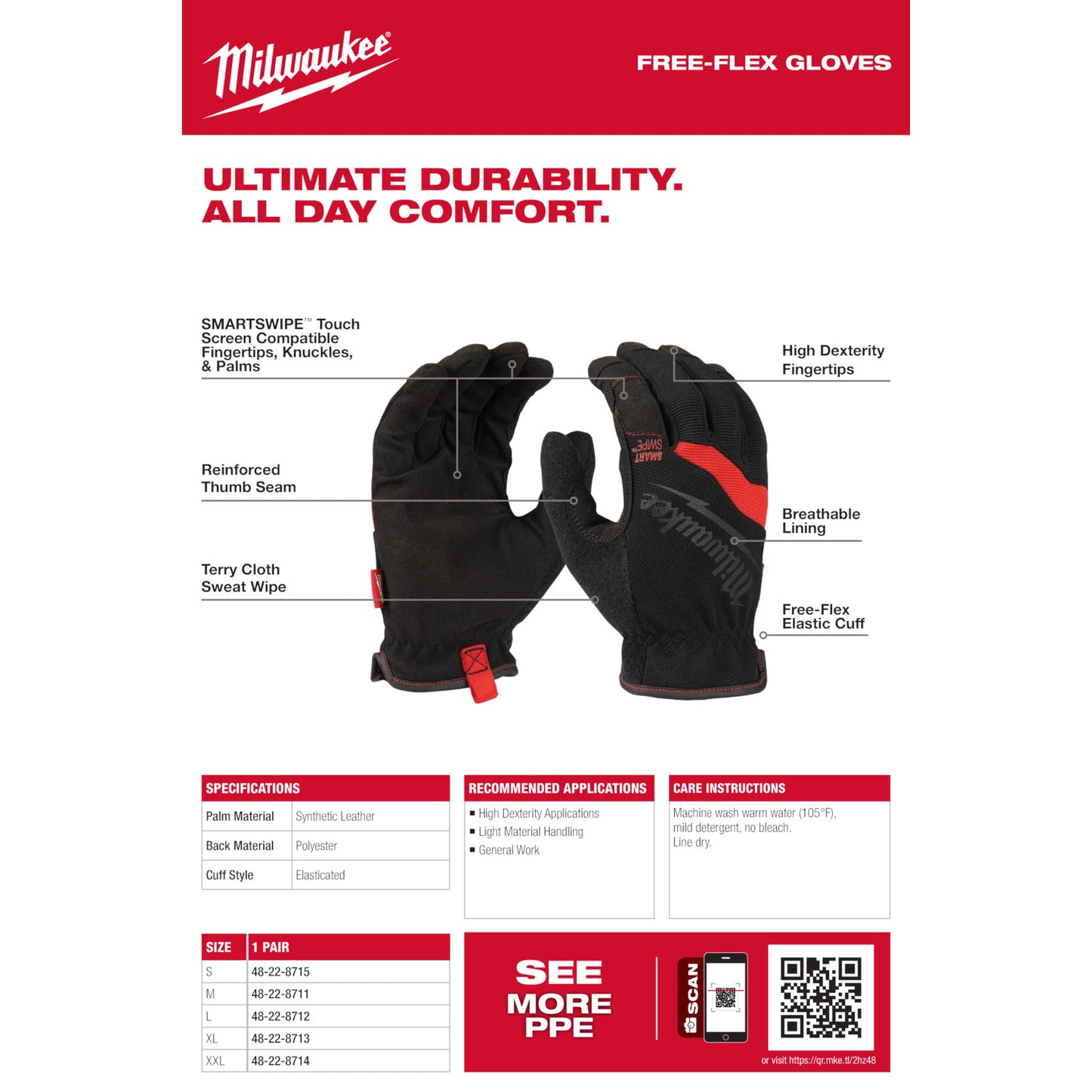 Milwaukee 48-22-8723, PERFORMANCE GLOVES - XL