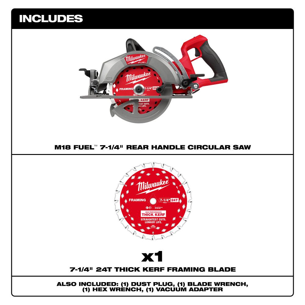 Milwaukee 2930-20, M18 FUEL™ 7-1/4" Rear Handle Circular Saw
