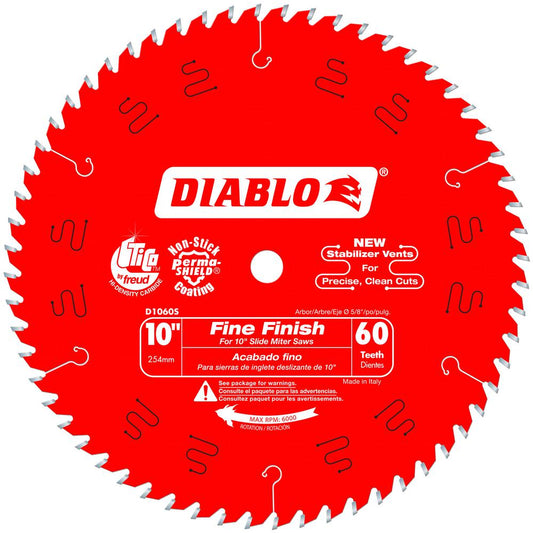 Diablo D1060S, 10" x 60T Fine Finish Slide Miter Blade