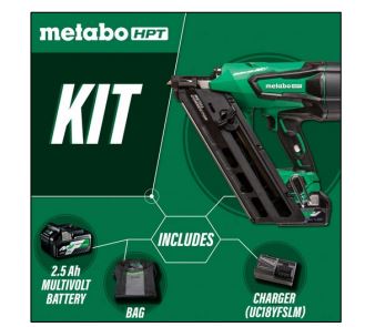 Metabo HPT NR3665DAM, 36V Multi-Volt Cordless Positive Placement Nailer Kit (2.5 Ah)