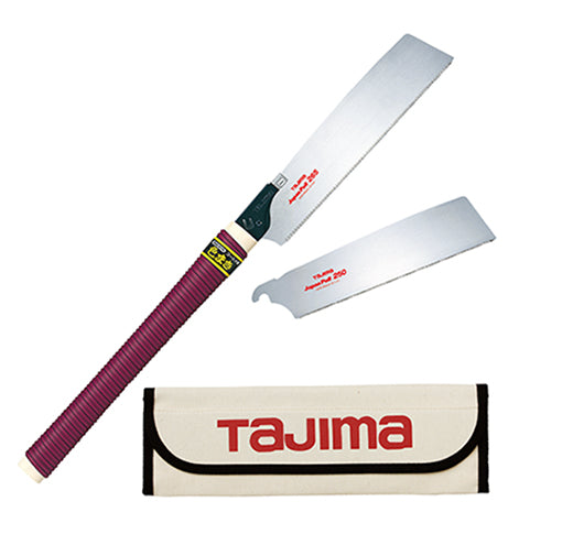 Tajima JPR-SET, Japan Pull™ Set, 16 TPI + 19 TPI blades, wood / elastomer handle, case