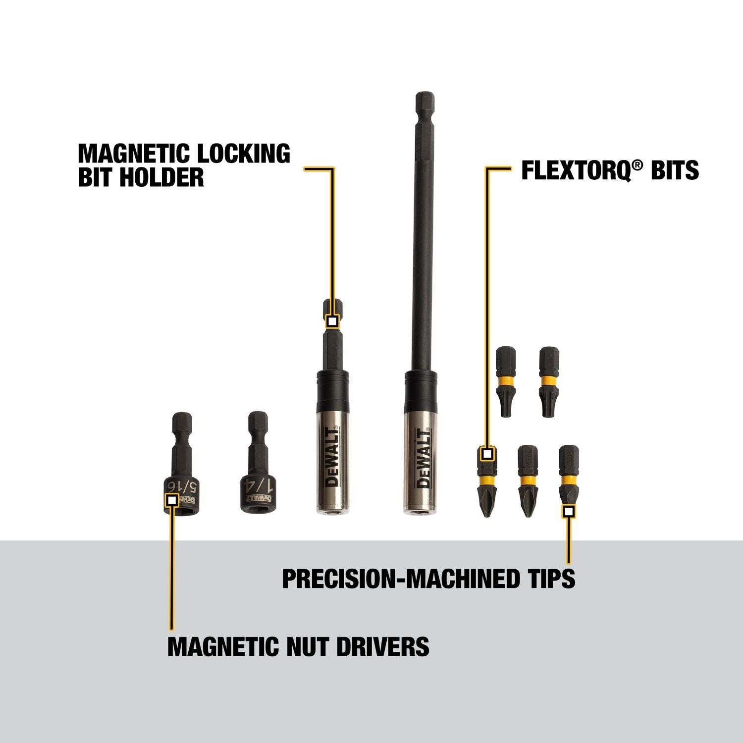 DEWALT DWAFTAS-9, 9 pc Impact Ready Driver Bit Set