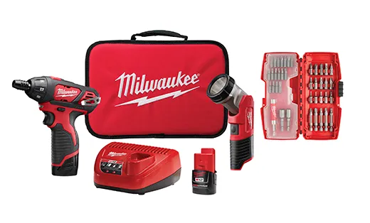 Milwaukee 2482-22, M12™ Screwdriver with Free LED Light and 40 Piece Bit Set