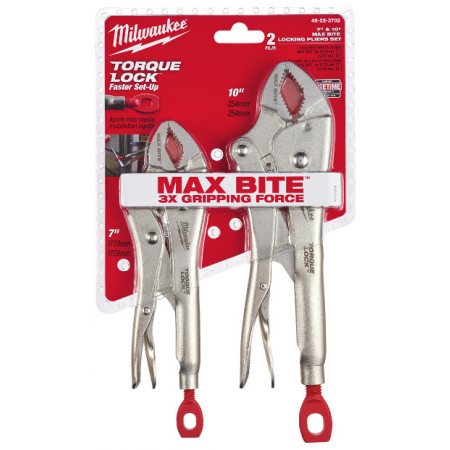 Milwaukee 48-22-3702, 2 Pc. 7" & 10" TORQUE LOCK™ MAXBITE™ LOCKING PLIERS SET