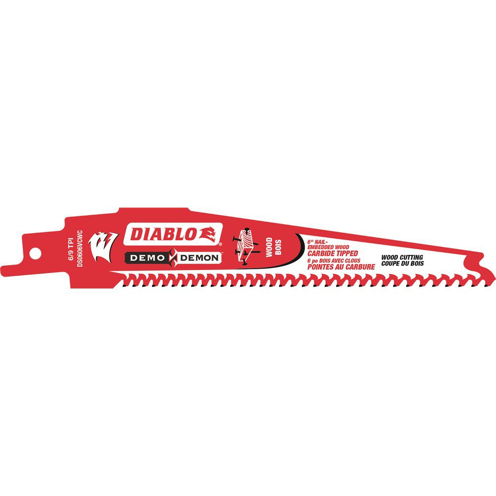 Diablo DS0606VCW3C, 6" TNT Carbide Reciprocating Blades for Nail-Embedded Wood