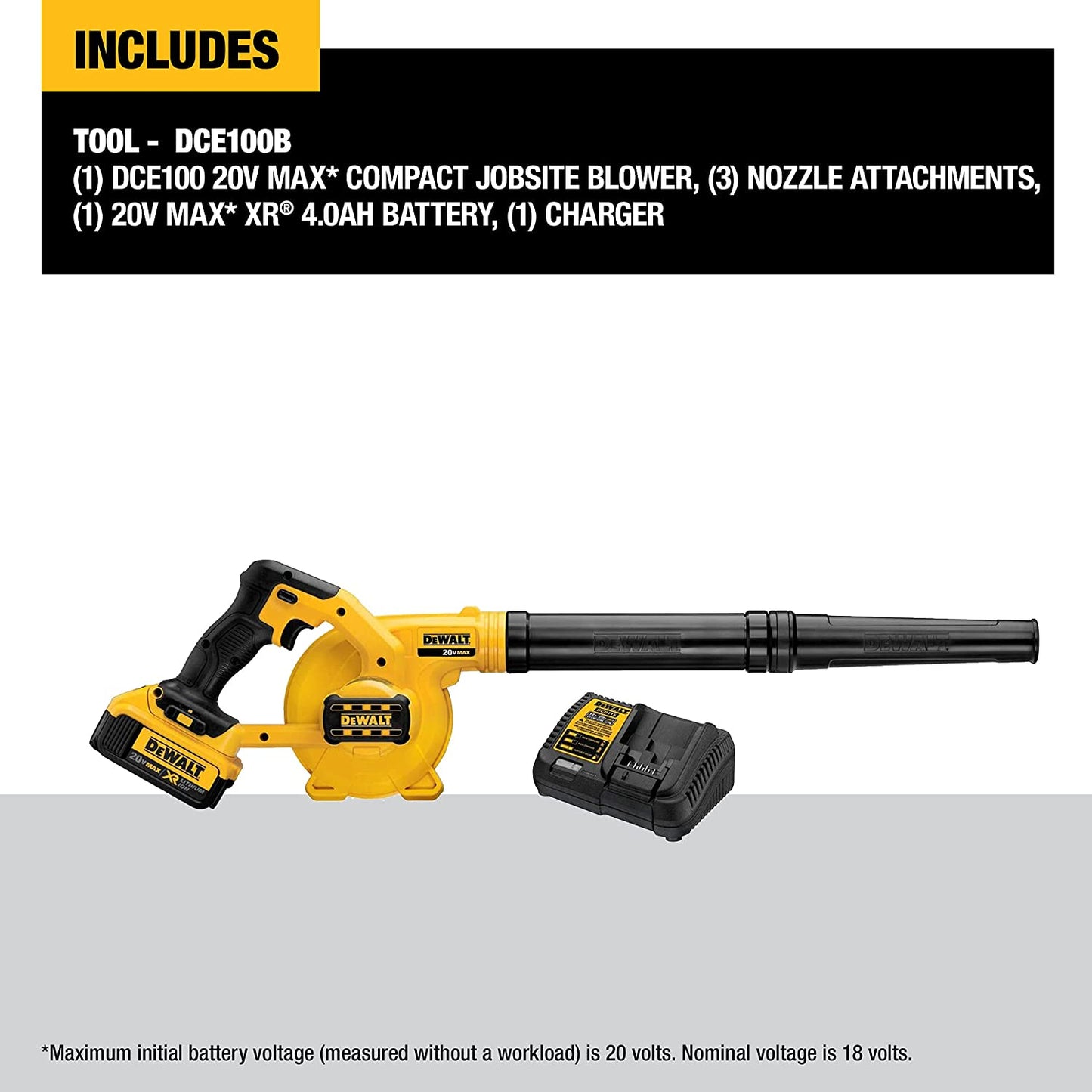 DEWALT DCE100M1, 20V MAX Compact Jobsite Blower Kit