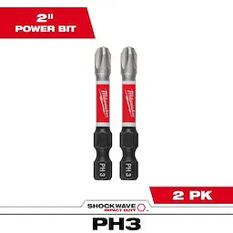 Milwaukee 48-32-4963, 2" PH3 SHOCKWAVE Impact Duty Bit - 2 Pack