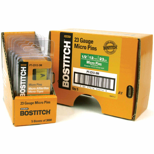 Bostitch PT-2312-3M, 23 Gauge 1/2" Pin Nails (3000 pcs)