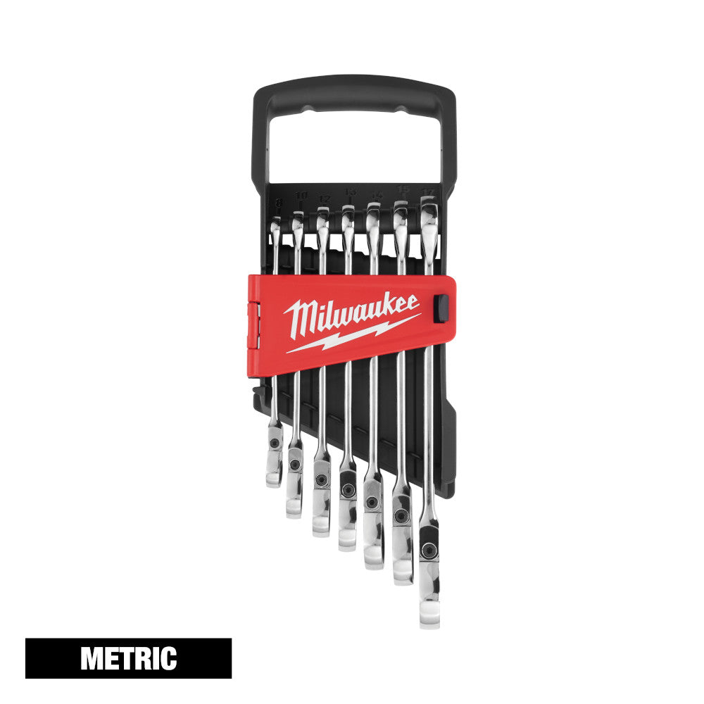 Milwaukee 48-22-9529, Flex Head Ratcheting Wrench Set - Metric - 7 Piece