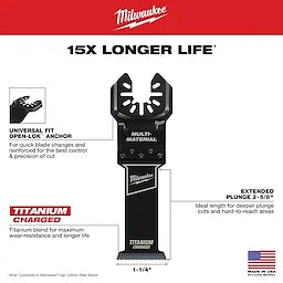 Milwaukee 49-25-1203, OPEN-LOK 1-1/4" TITANIUM ENHANCED BI-METAL MULTI-MATERIAL BLADE 1PK