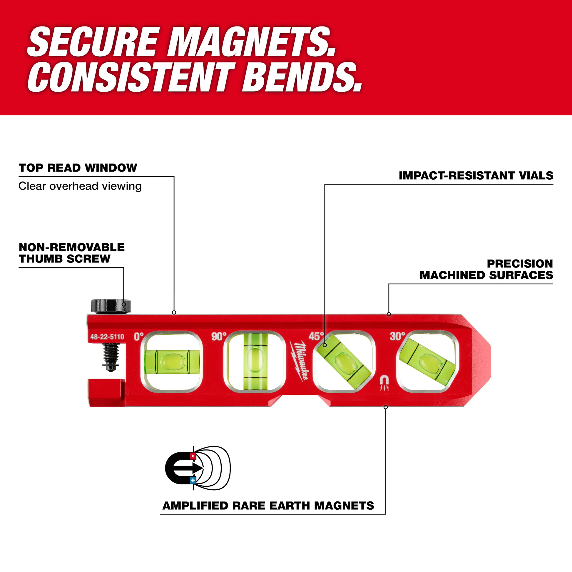 Milwaukee  48-22-5110, 6.5” Pipe Lock Billet Torpedo Level