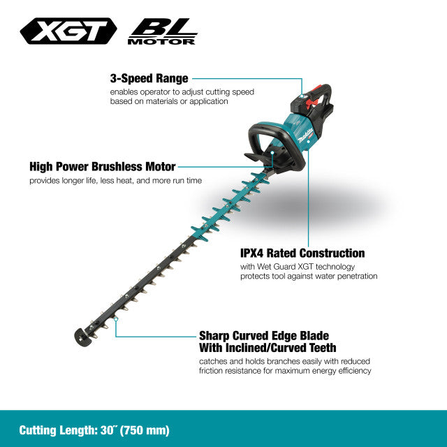 Makita UH005GZ 40V max XGT Brushless Cordless 30" Hedge Trimmer w/WetGuard (Tool Only)