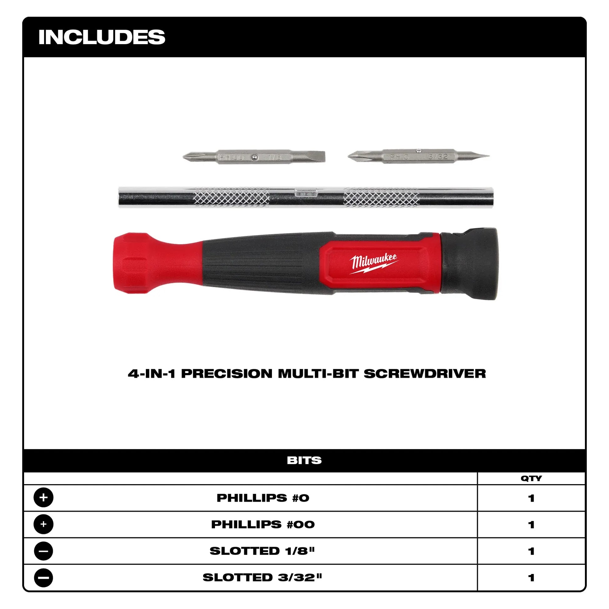 Milwaukee 48-22-2930, 4-in-1 Precision Multi-Bit Driver