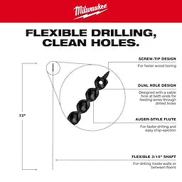 Milwaukee 48-13-8250, Cable Bit 1/2" x 54"