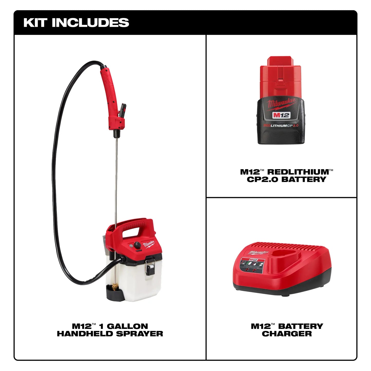 Milwaukee 2528-21G1, M12 1 Gallon Handheld Sprayer Kit