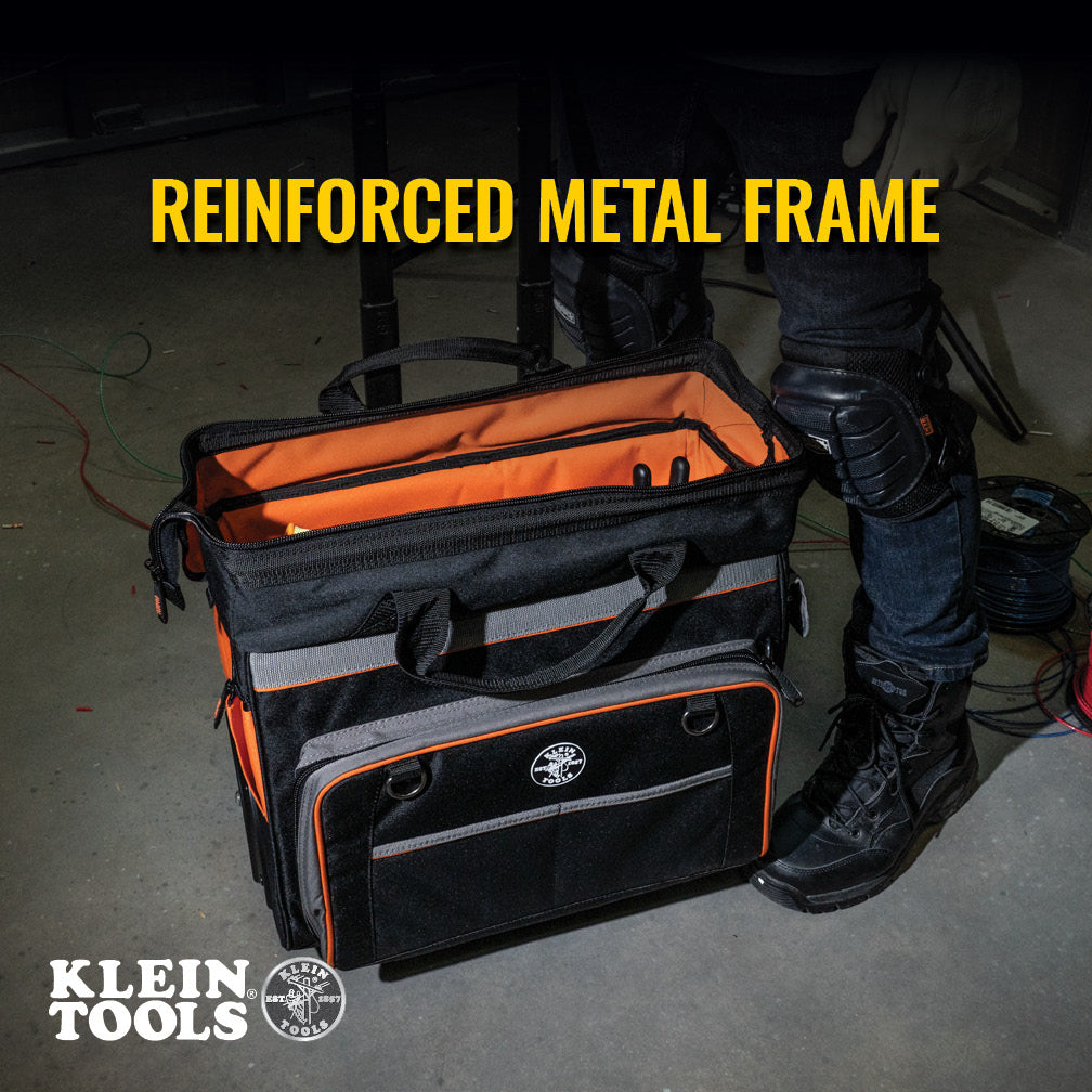 Klein Tools 55452RTB, Tool Bag, Tradesman Pro™ Rolling Tool Bag, 24 Pockets, 19-Inch